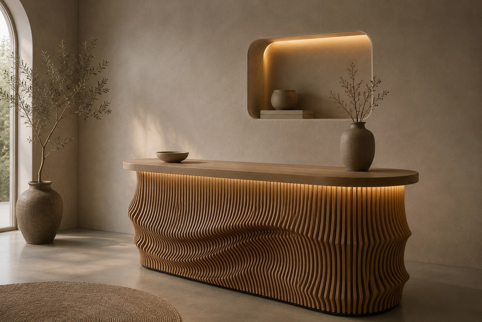 Wave Console talasasta drvena konzola