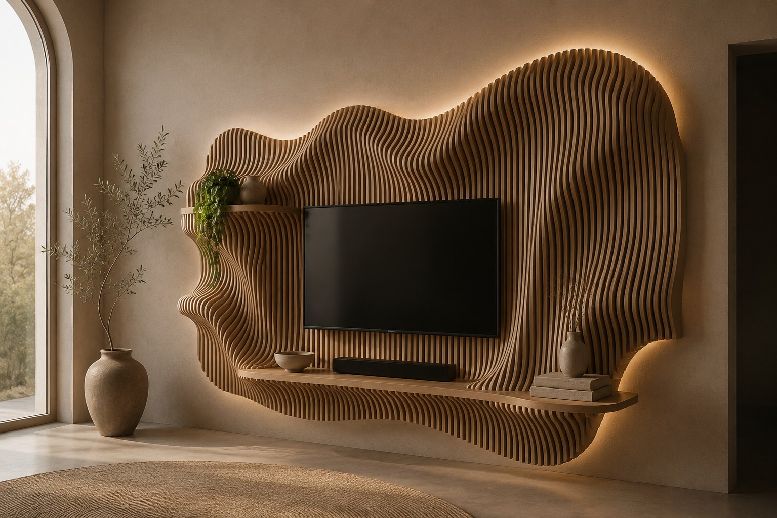 Sculpt Wall drveni TV panel sa ambijentalnim svjetlom